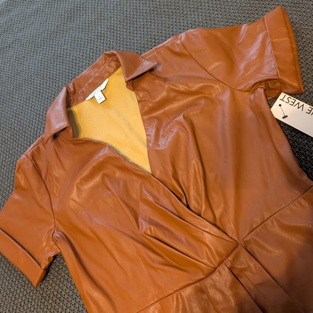 Nine West Brown Faux Leather Dress